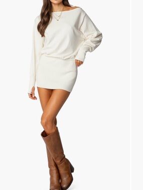 EDIKTED, NWT Eve Off the Shoulder
Long Sleeve Knit Minidress XS